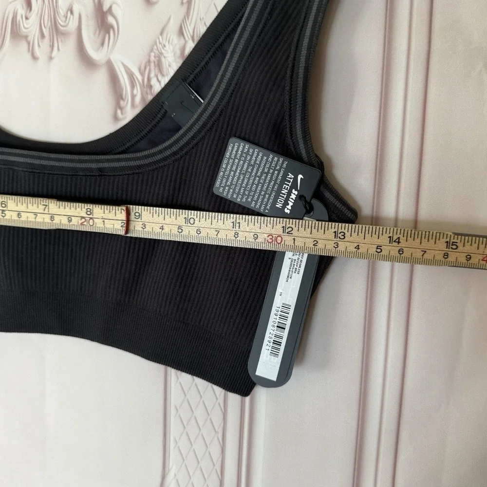 NWT SKIMS X Nike Ribbed Seamless Micro Scoop Bra Sz S Obsidian/Armor - Picture 6 of 11
